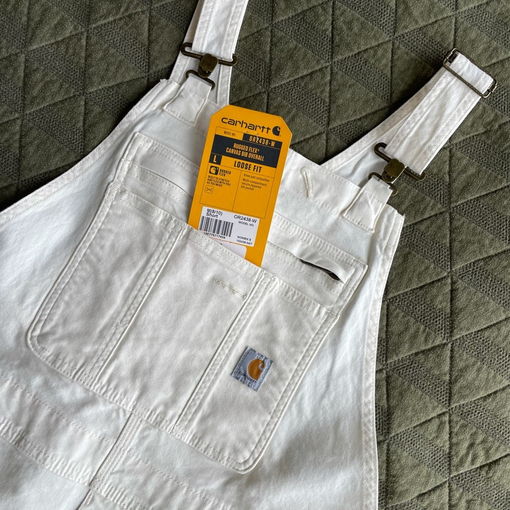 Women’s Carhartt White Loose Fit Overall Bibs